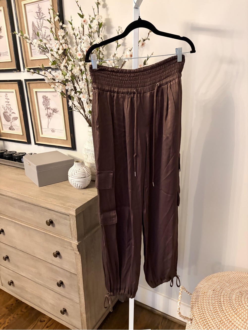 Anthropologie Chocolate Brown Cargo Drawstring Pants